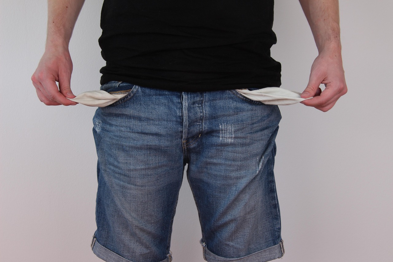 Man struggling with money